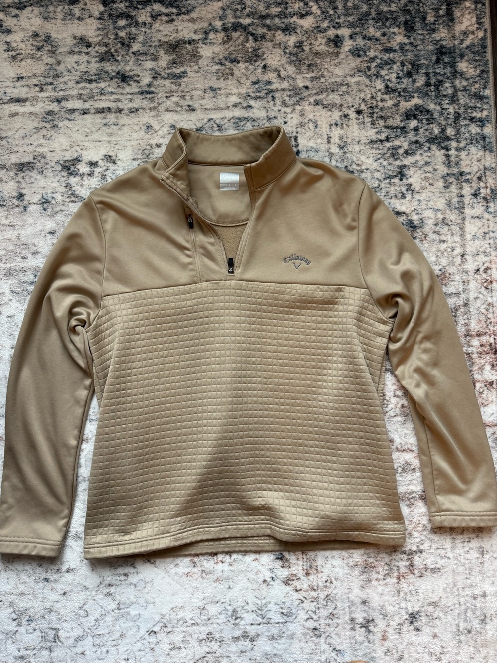 Callaway Tan Quilted Quarter-Zip Pullover